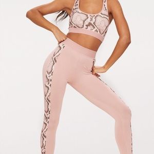 PRETTY LITTLE THING SNAKE SKIN PRINT WORKOUT SET